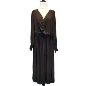 ELOQUII Size 16 Black Twist Front V-Neck 3/4 Sleeve Dress